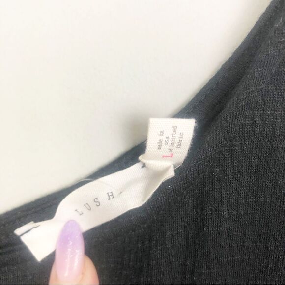 LUSH | NEW Black Tie Front Tapered Leg Jumpsuit Keyhole Back Women’s Size Large - Picture 6 of 10